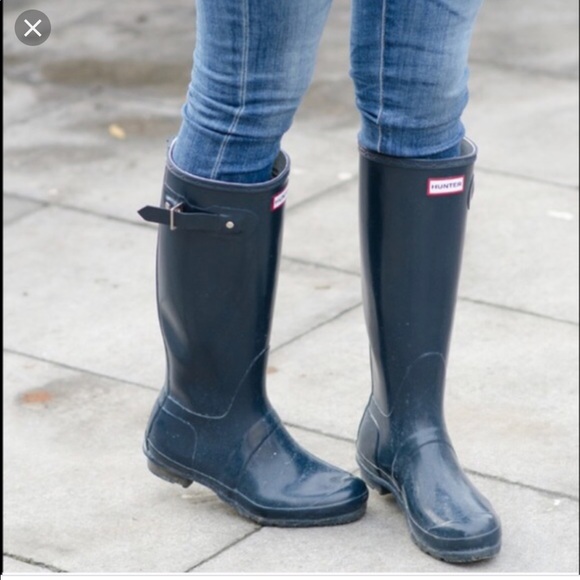 hunter tall navy boots
